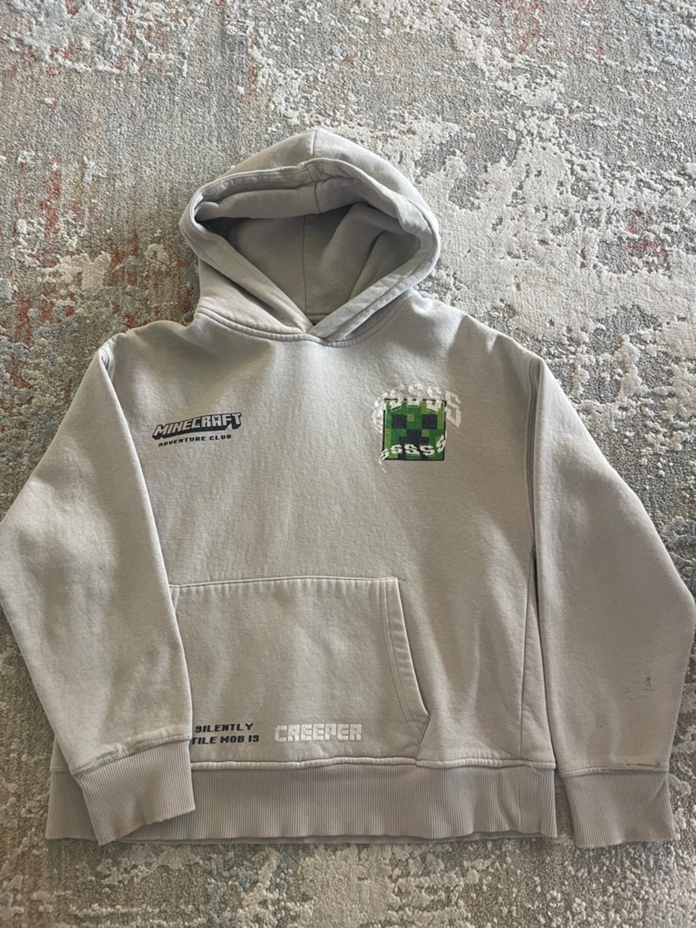 Zara Light Gray Minecraft Creeper Hoodie